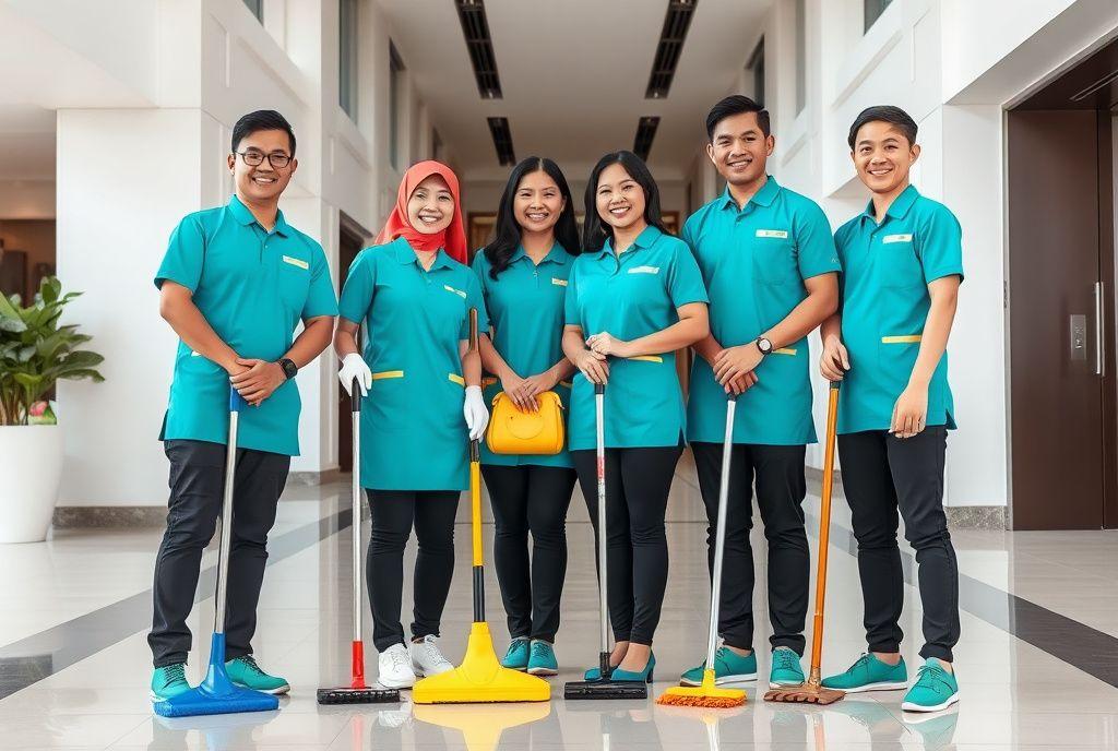 FitSpot cleaning crew in uniform ready for work